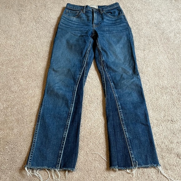 Everlane Denim - Everlane Blue Two Tone Raw Hem Cheeky Bootcut Jeans Sz. 24